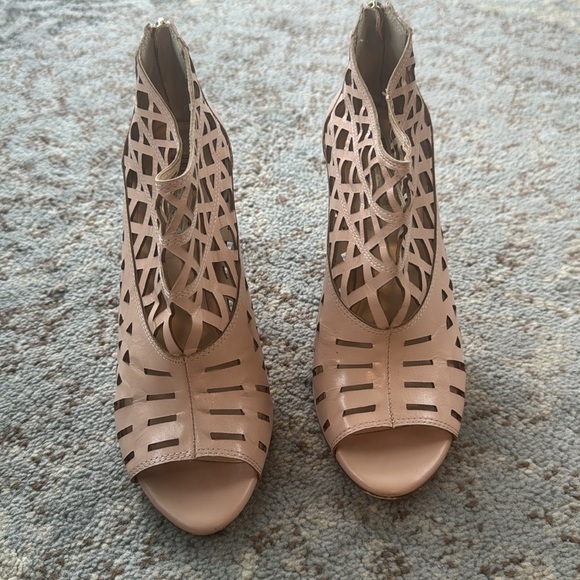 INC International Concepts Leather Rammee Open Toe Booties Sandals Pink 10 - Picture 5 of 9